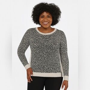 Calvin Klein Black & Cream Monochrome Knit Sweater - XL